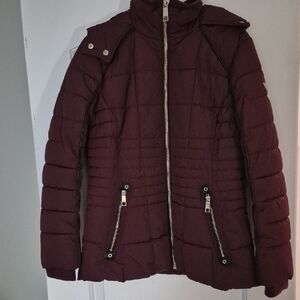 Super Warm Burgundy Guess Hooded Winter Parka Sz. M